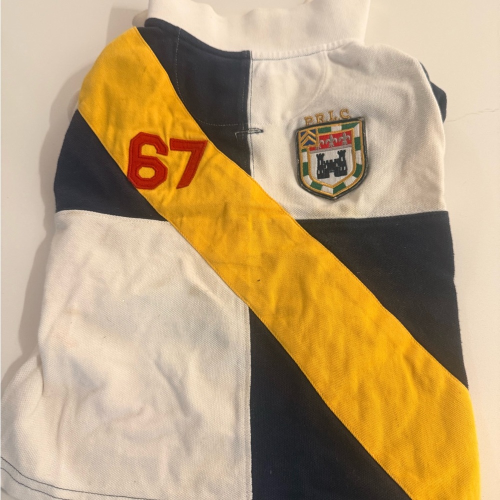 Polo by Ralph Lauren dog  Shirt with Yellow and Navy Design